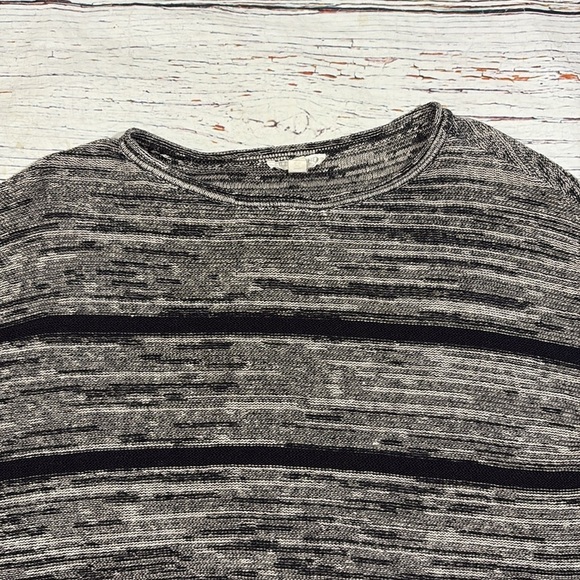 Eileen Fisher Organic Linen crewneck sweater marled black & cream petite fit - Picture 9 of 10